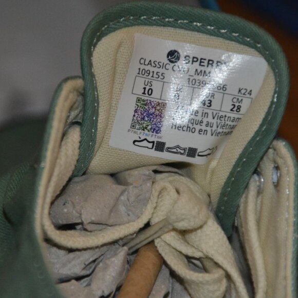 NEW in BOX SPERRY Top Sider Classic CVO Canvas Shoes Light Green Men's 10 - Picture 8 of 8